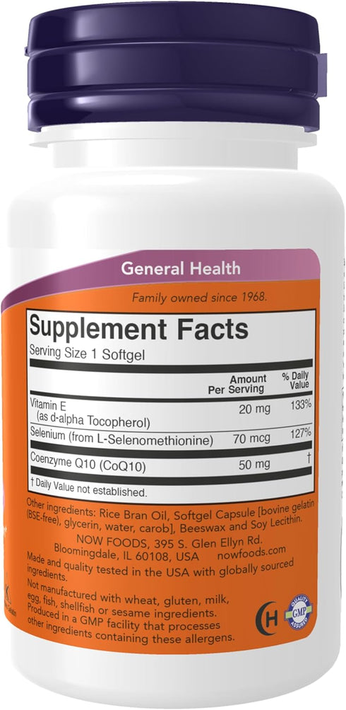 NOW Supplements, CoQ10 50 mg, Pharmaceutical Grade, All-Trans Form produced by Fermentation, 50 Softgels...