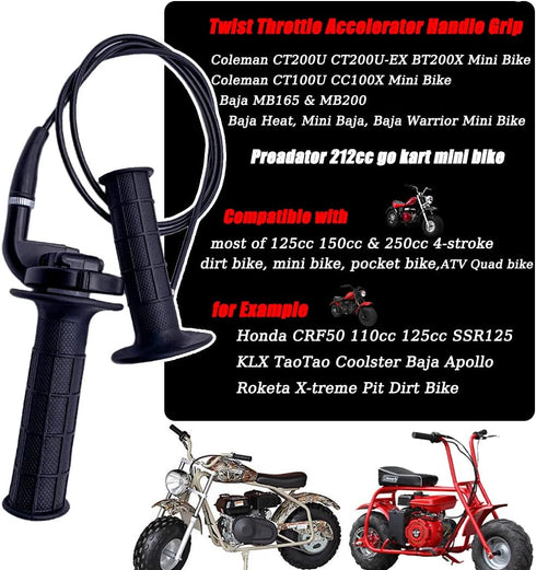 Throttle Cable and Throttle Handle For 7/8" 50 90 110 CC 150cc 250cc Mini Bike ATV Quad Compatible with Coleman Powersports 196cc CT200U CT200U-EX...