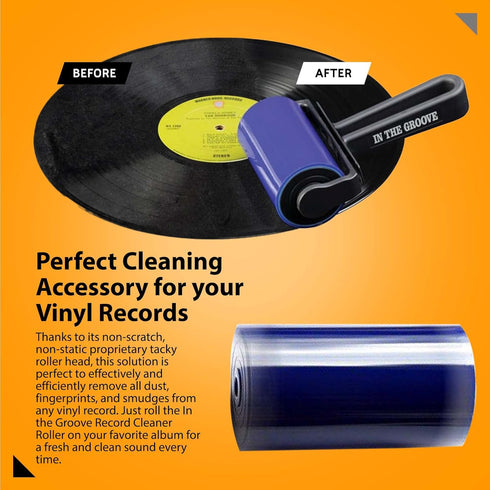 In The Groove Vinyl Roller Cleaner - Vinyl Cleaning Device for Quick Cleaning Vinyl Records or LP Surfaces from Dust, Anti-Static Record Cleaner R...