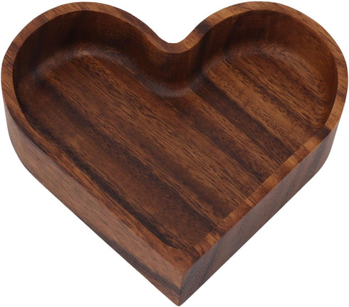 Pssopp Wooden Serving Platter, 14.5x14.5cm Heart Shape Smooth Textured Elegant Nonslip Table Tray for Tea Food Snack Kitchen Utensils (Heart 14.5x...