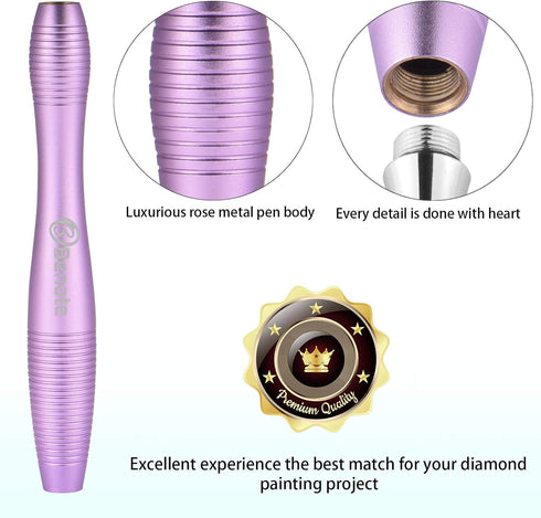 benote Metal Diamond Art Painting Pen Kits Screw In Tip, Ergonomic Diamond Drill Pen Tools Square Painting Art Supplies with Multi Interchangeable...
