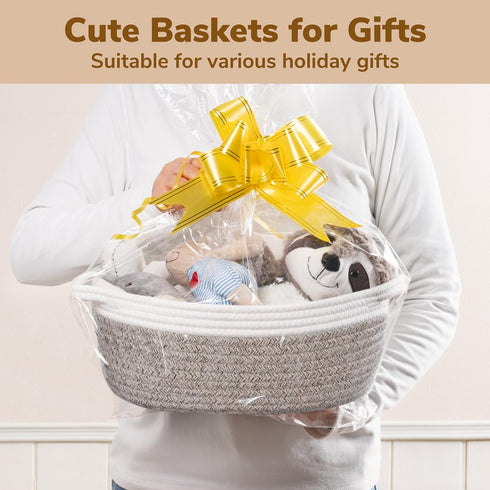 Goodpick Small Basket for Organizing, Dog Basket, Woven Storage Basket with Handles, Small Gift Basket Cute Basket for Decor 12"X 8" X 5" Mixed Br...