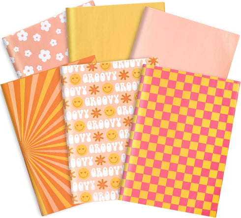 Whaline Boho Tissue Paper Funny Face Wrapping Paper Retro Boho Gift Wrapping Tissue Paper Hippie Boho Art Paper Crafts for Home DIY Gift Bags Part...