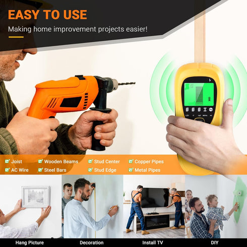 Stud Finder Wall Scanner - 5 in 1 Electronic Stud Sensor Joist Drywall Wall Detector Beam Depth Finder with LCD Display for Wood AC Wire Metal Stu...