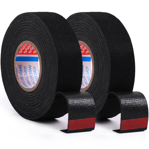 2 Rolls Black Wire Harness Cloth Tape, Speaker Wiring Harness Cloth Tape, for Automobile Electrical Wire harnessing Noise Dampening Heat Proof (Wi...