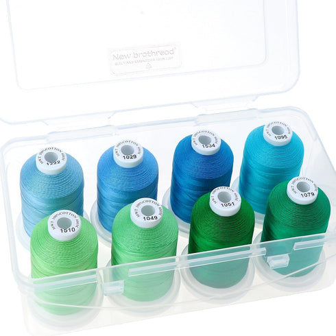 New brothread - 18 Options - Multi-Purpose 100% Mercerized Cotton Thread 50S/3 600M Each Spool for Quilting, Serger, Sewing and Embroidery - 8xPar...