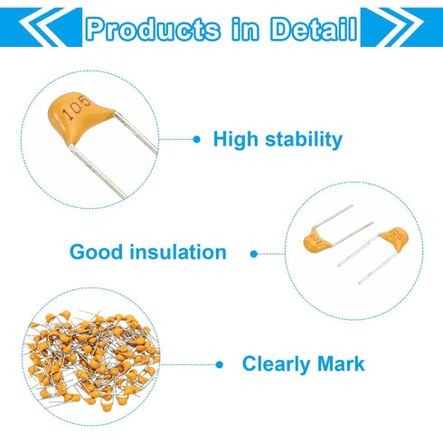 PATIKIL 1uf 50V Multilayer Monolithic Ceramic Capacitors, 120 Pcs Ceramic Chip Capacitor Assortment Kit for Power, Yellow...