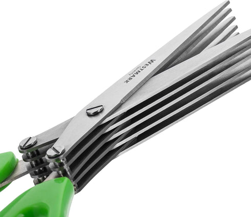 Westmark Germany Stainless Steel 5-Blade Herb Scissors with Cleaning Comb (Green)...