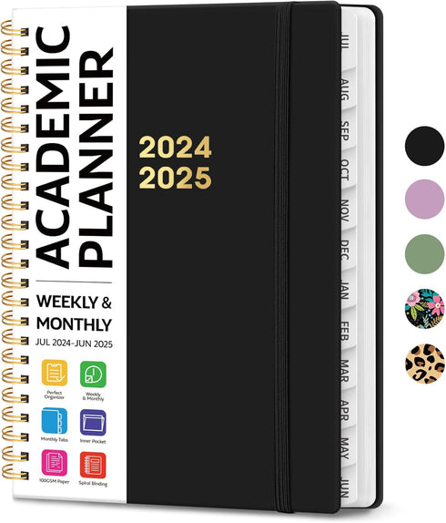 Academic Planner 2024-2025, Monthly and Weekly Calendar Planner (July 2024 - June 2025), Hardcover Teacher School Student Planner with Tabs, Ideal...