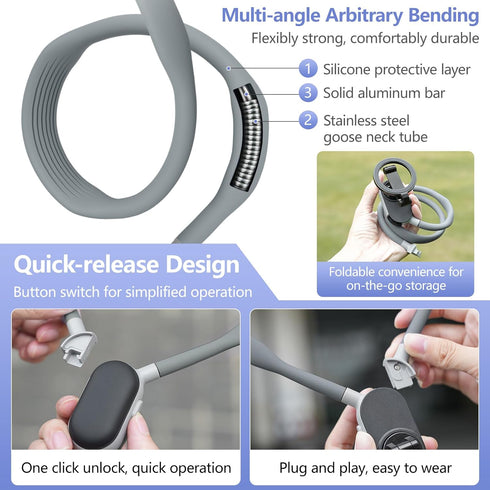 Magnetic Neck Phone Holder, Phone Neck Mount, Magnetic Neck Mount for Phones, Hand Free POV/Vlog Phone Holder, iPhone Chest Mount, Video Recording...