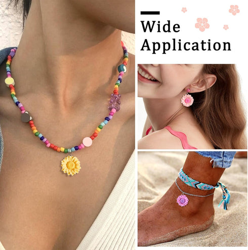40Pcs Resin Sunflower Charms Opaque Flower Pendants Ornament with Iron Loops 4 Colors 24-25mm for DIY Necklace Bracelet Earring Jewelry Making Sup...