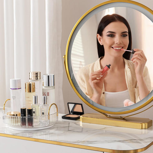 Makeup Organizer for Vanity, 360° Rotating Bathroom Organizer Countertop, High-Capacity Skincare Organizer, Spinning Cosmetics Organizer for Dress...