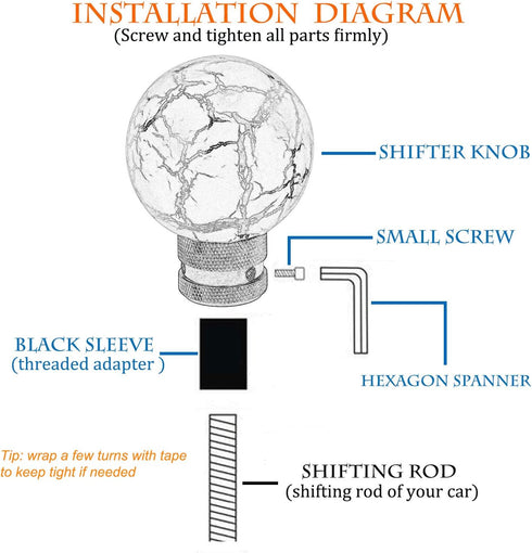 Gear Shifter Handle, Marble Ball Shape MT Car Stick Shift Knob Fit Most Automatic Manual Transmissions, Blue...