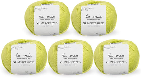 5 Ball%100 Mercerized La Mia XL Mercerized Cotton Total 8.8 Oz. Each 1.76 Oz (50g) / 103 Yrds (95m) Super Soft, Medium Worsted, Afghan, Yarn, Gree...