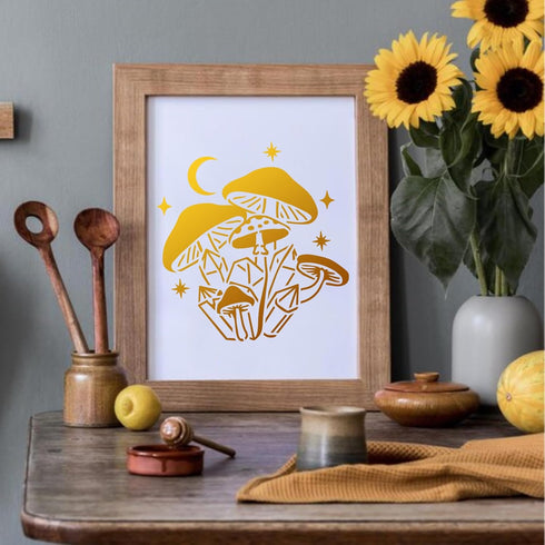 20 Pieces Mushrooms Stencils Template, Reusable Boho Mushroom Moon Flowers Stencils for Painting on Wood, Canvas, Tile, Scrapbook, Fabric, Pillows...