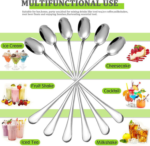 Long Handle Iced Tea Spoon, 9-inch Stainless Steel Cocktail Mixing Stirrers Spoon Coffee Spoon Ice Cream Spoon Bar Cocktail Shaker Spoon Stirrers ...