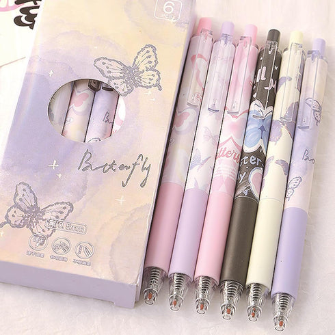 6 Pcs Gel Ink Pens Retractable Pens Cute Pen 0.5mm Black Ink Pen Writing Pens Office School Supplies for Girls Boys Women Men (Butterfly)...