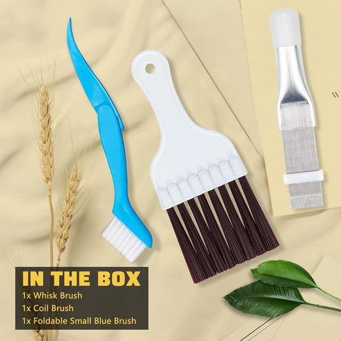 Air Conditioner Condenser Fin Cleaning Brush 3 Pieces,Stainless Steel Straightener Coil Comb Brush,Refrigerator Coil Cleaning Whisk Brush Tool Set...