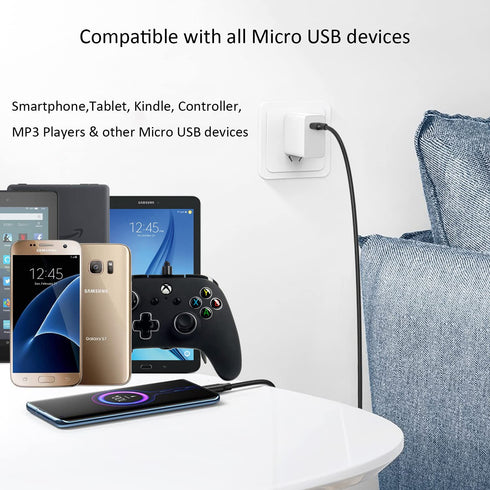 USB-A to Micro USB Charging Cable, 480Mbps Transfer Speed, USB 2.0 Fast Charger Cord 3.3Ft, Compatible with Samsung LG Sony Moto Nokia Android Cel...