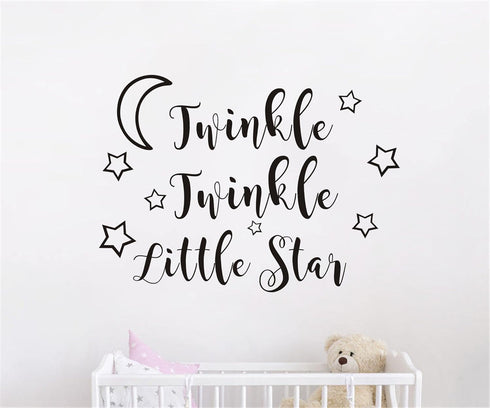 Twinkle Twinkle Little Star Wall Decal Art Vinyl Sticker for Kids Baby Boy Girl's Room Decoration Nursery Bedroom Home Decor YMX29 (Black, 57x42cm...