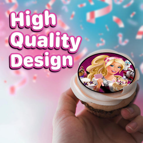 30 x Edible Cupcake Toppers – Fashion Doll Girl Pink Themed Collection of Edible Cake Decorations | Uncut Edible on Wafer Sheet...