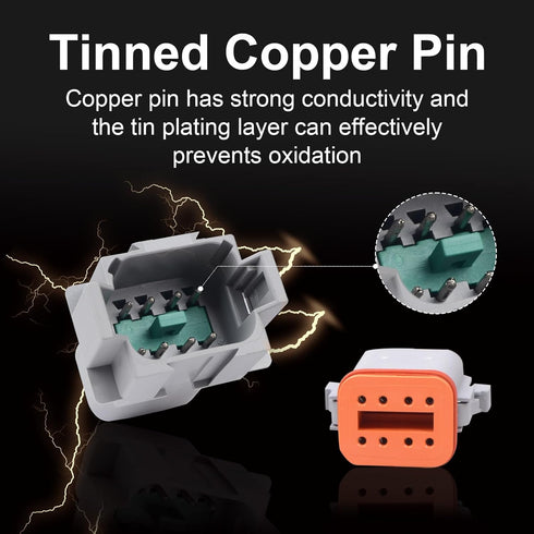 2Pack 3-Pin Waterproof DT Connector Male and Female Wire Connectors with 16AWG 105? 600V Wires and Heat Shrink Tubes, Applicable for Automotive El...