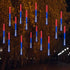 FUNPENY 4th of July Lights, 288 LED Red White and Blue Meteor Shower Rain Lights, Independence Day Decorations 30cm 8 Tubes Outdoor Christmas Ligh...