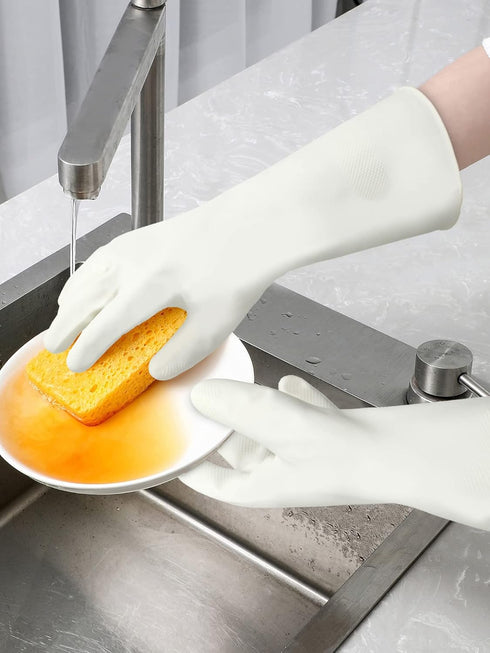 Cleanbear Cleaning Gloves Latex Free Rubber Gloves Reusable Lightweight and Durable Set of 3 with 2 Pairs of Gray Gloves and 1 Pair of White (12 I...