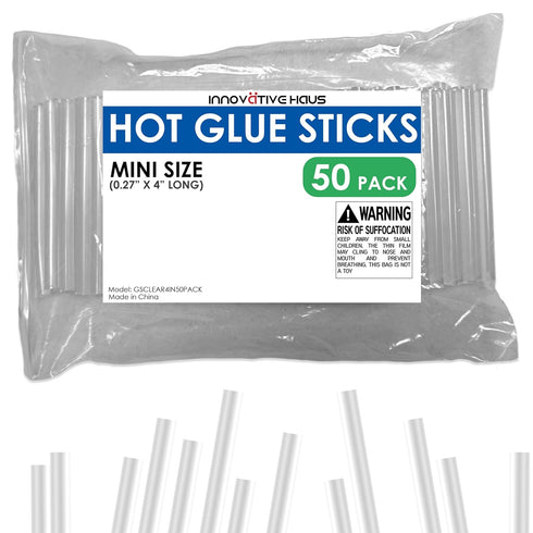 Innovative Haus Mini Hot Glue Sticks (50 Pack) - Perfect Fit for Mini Glue Guns, 4" x 0.27" - Craft, Bond, Create on Wood, Metal, Glass & More - T...