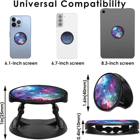 2 Pack Cell Phone Stand Foldable Expanding Phone Sockets Finger Grip Holder for Smartphone and Tablets - Nebula Galaxy+Glitter Blue...