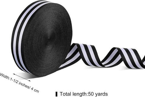 50 Yards Christmas Striped Ribbon Grosgrain Fabric Ribbon Red White and Black Candy Cane Craft Wrapping Ribbons Roll for Wraps Embellishments Part...