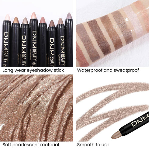 evpct 8Pcs Cream Eye Shadow Brightener Sticks Set for Eyes, Champagne Pearl Taupe Bronze Cocoa Stone Putty Smoky Amethyst Shimmer Matte Pencil Eye...