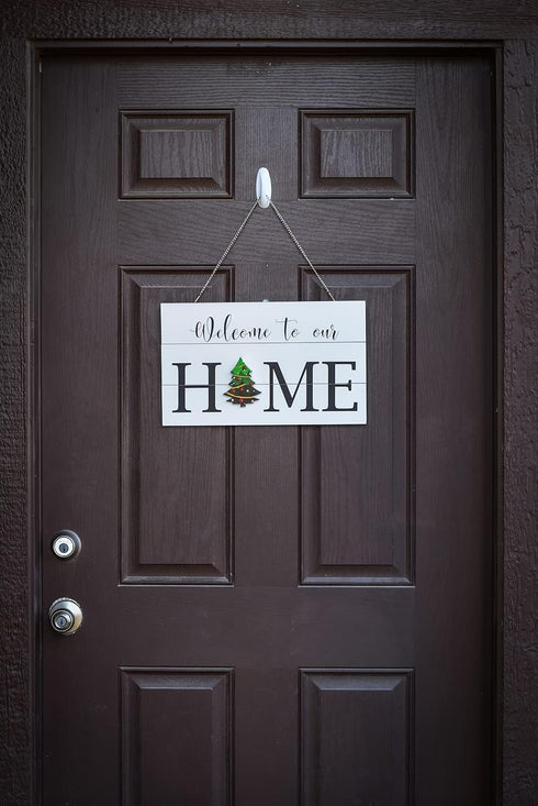 Door Sign Seasonal - Rustic Wood Door Hanging Holiday Sign - Welcome Sign for Front Door Porch - 9 Changeable Pieces Halloween, Christmas, Thanksg...