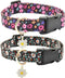 2 PCS Cotton Dog Collar Soft Cute Flower -3 Sizes Soft Nylon Puppy Collar Adjustable for Girl Female Small Medium Large Dogs… (Flower-4, M(13-18in...