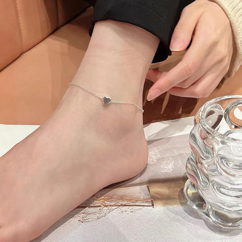 Anklet for Women14k Plated Gold S925 Sterling Silver Adjustable Beach Style Foot Love Heart Gold Ankle Bracelet Heart Infinity Mother's Day Gradua...