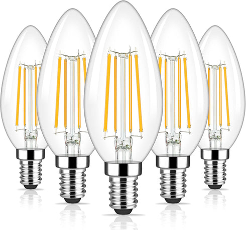 Brightever Candelabra E12 LED Light Bulbs 60W Equivalent, 5-Pack B11 6W Chandelier Light Bulbs, 620Lm 2700K Warm White Candle Lightbulbs for Wall ...