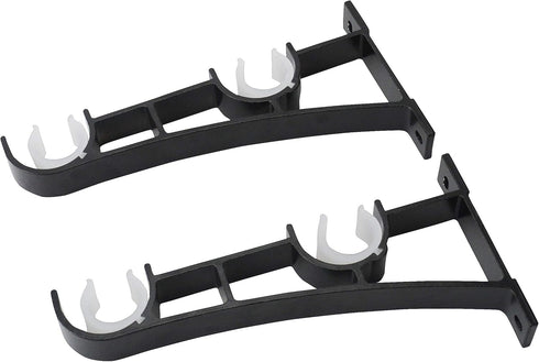 AddGrace Double Curtain Rod Brackets Set of 4 for Drapery Rod Window Hardware Rod Holders (Black)...