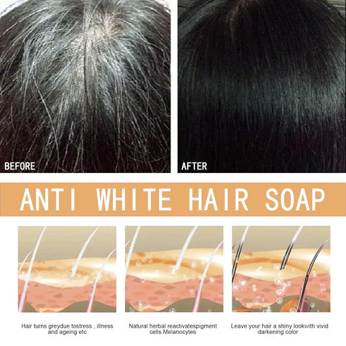 Gray Hair Mane Gray Reverse Bar for Unisex?2pcs?,White hair reverse soap,black soap for gray hair, for gray hair for men, Ingredients Deep nourish...