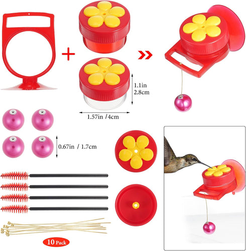8 Pieces Handheld Hummingbird Feeders for Outdoors, Hummingbird Feeders with Suction Cups Hummingbird Hand Feeder Hummingbird Ring Feeder Mini Han...