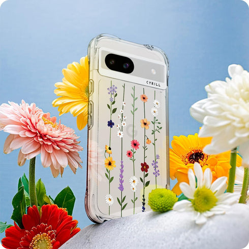 CYRILL Cecile Compatible with Google Pixel 8a Case Clear, Flower Floral Design Cute, Shock-Absorbent Corner Bumpers Protective Phone Case for Pixe...