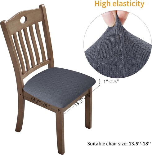 Stretch Chair Seat Covers 6 PCS, Removable Washable Dining Chair Covers Anti-Dust Dining Room Seat Cushion Slipcovers (6, Gray)...