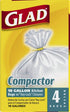 Glad Trash Bags, Compactor Kitchen Garbage Bags - 18 Gallon White Trash Bag - 4 count (Package May Vary)...