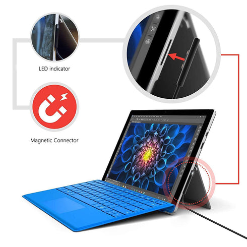 Nylon Braided Charging Cable for Microsoft Surface Pro 7/6/5/4/3Go3/2/1 Laptop 4/3/2/1, Must Work with 45W 15V 3A USB-C Charger (Black, 6ft)......