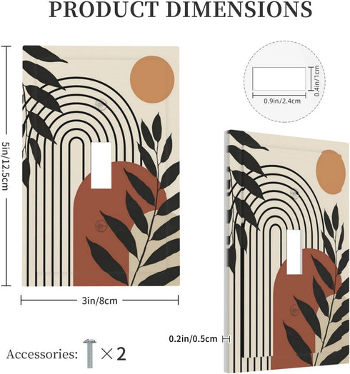 Abstract Boho Mid Century Single Toggle Light Switch Plate Decorative 1 Gang Wall Plate Cover Electrical Switchplate Faceplate for Home Wall Panel...