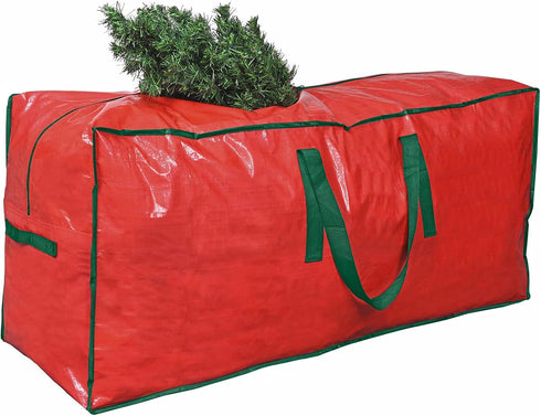 Christmas Tree Bag 7.5 ft Christmas Tree Storage Bag Waterproof Christmas Tree Storage Box Plastic Hard Christmas Tree Bag Heavy Duty (Red)...