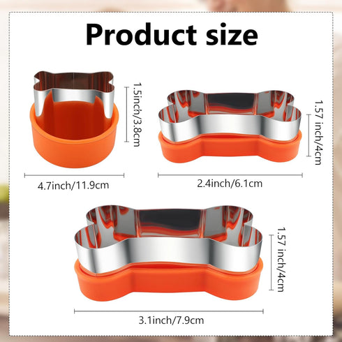 Dog Cookie Cutters Set 3 Piece -3 Different Sizes Of Dog, Bone, and Paw Print Cookie Mold Dog Bone Cutters Stainless Steel Shaped Cutters for Home...