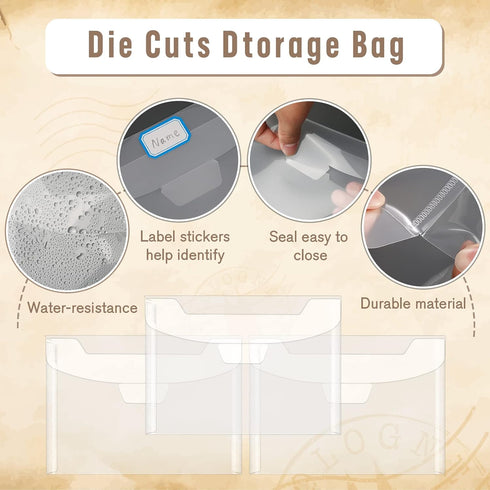 Pllieay 35pcs Clear Stamp and Die Storage Pockets, Stamp Storage Bags, Plastic Envelopes, Scrapbooking Storage Die Cuts for Stencil Storage Card M...
