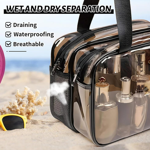 WEISIPU Large Waterproof Clear Travel Bag for Toiletries - Transparent Makeup Bag with Double Zipper Design - TSA Compliant Carry-On for Men and W...