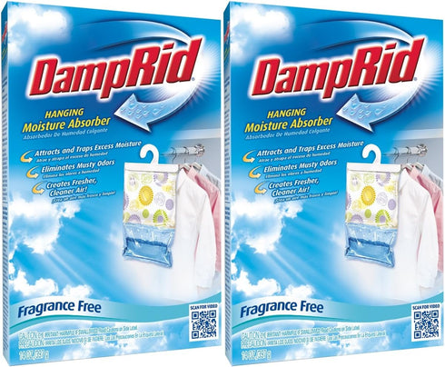 DampRid Damp Rid Hanging Moisture Absorber, Fragrance Free, 14 oz-2 pk, 14oz 2 Pack...