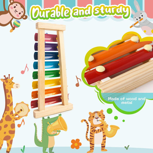 LovesTown Wooden Xylophone for Kids, Children Xylophone Toy with 2 Child Safe Mallets 8 Diatonic Keys Musical Instruments for Toddlers 1-3...